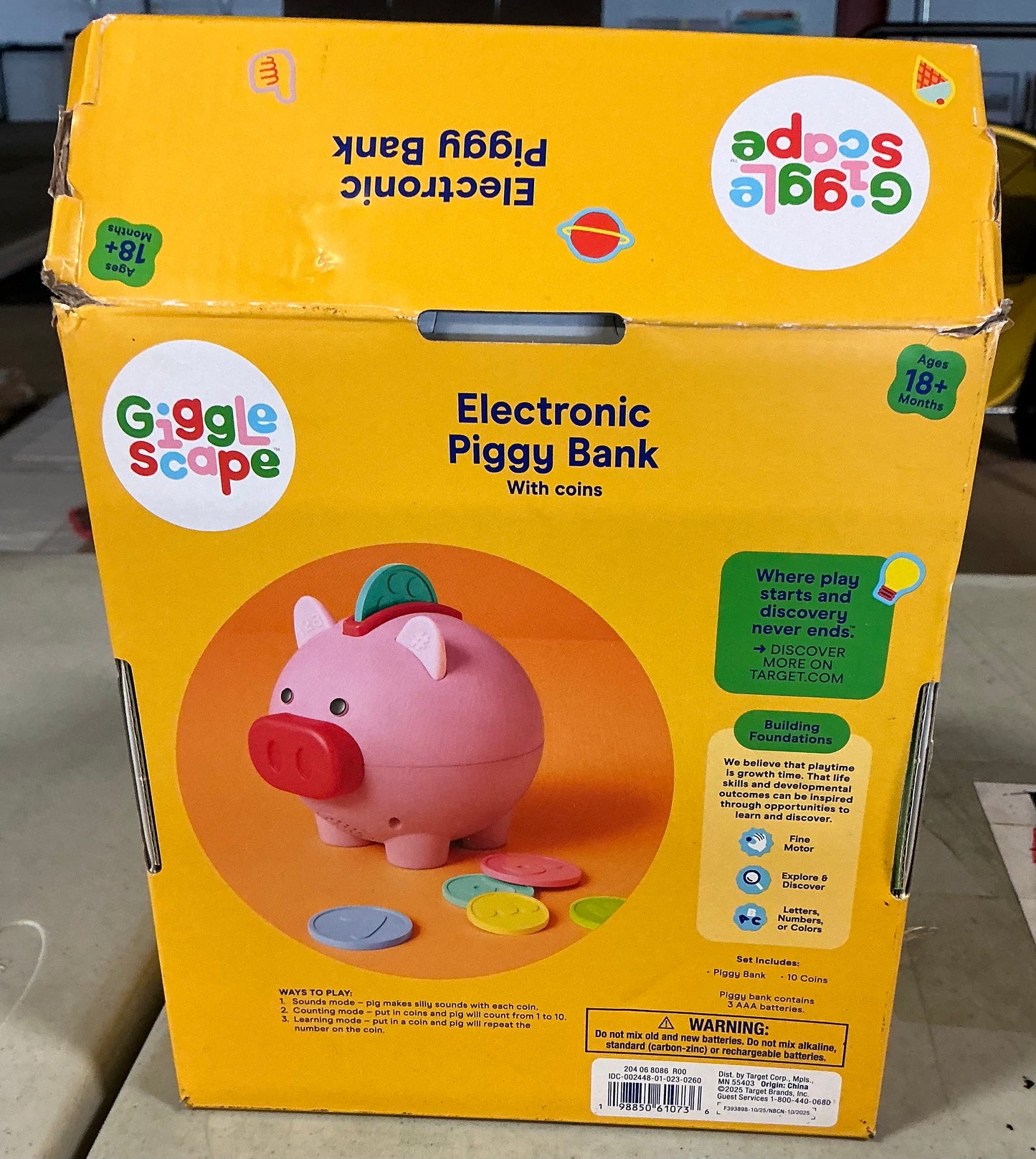 Gigglescape electronic piggy bank - AS IS - MISSING COINS