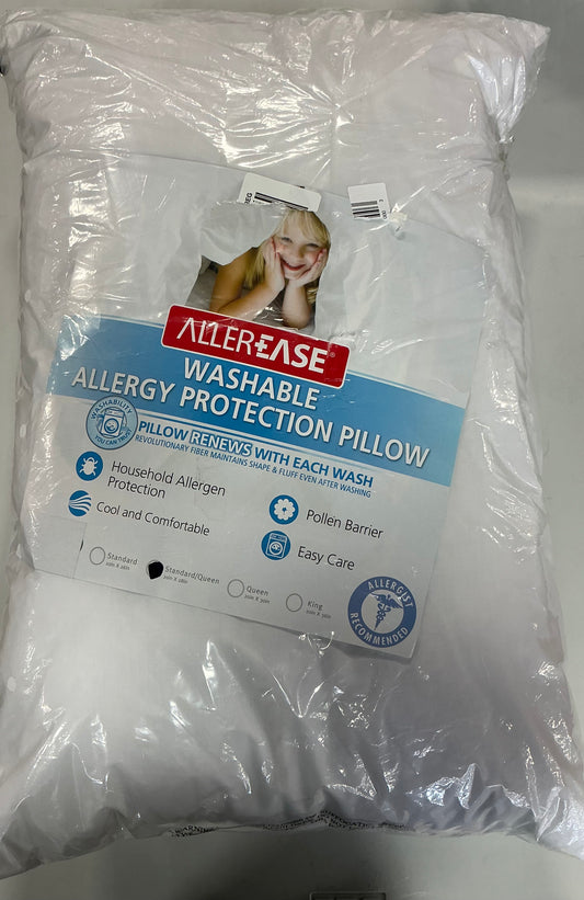 Allerease Hot Water Washable Allergy Protection Medium Density Bed Pillow Standard/Queen-White