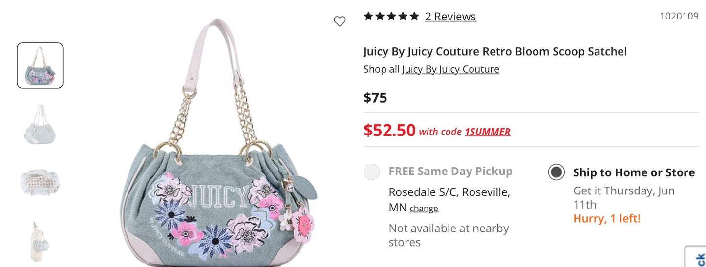 Juicy couture retro bloom scoop satchel