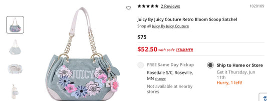 Juicy couture retro bloom scoop satchel