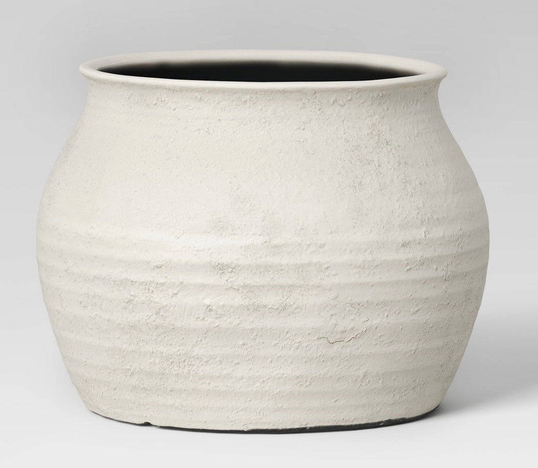 Sun bleached composite indoor/outdoor planter pot 14x14x10” - Cream - MINOR COSMETIC FLAWS - PICK UP ONLY