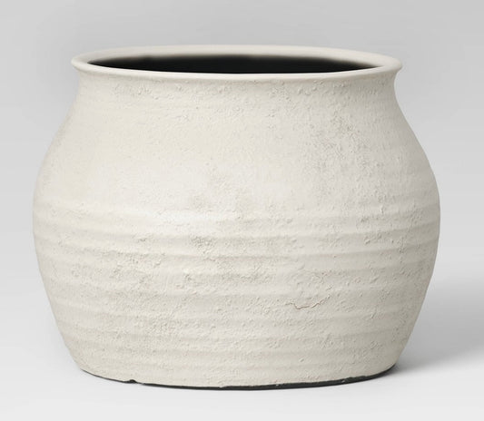 Sun bleached composite indoor/outdoor planter pot 14x14x10” - Cream - MINOR COSMETIC FLAWS - PICK UP ONLY