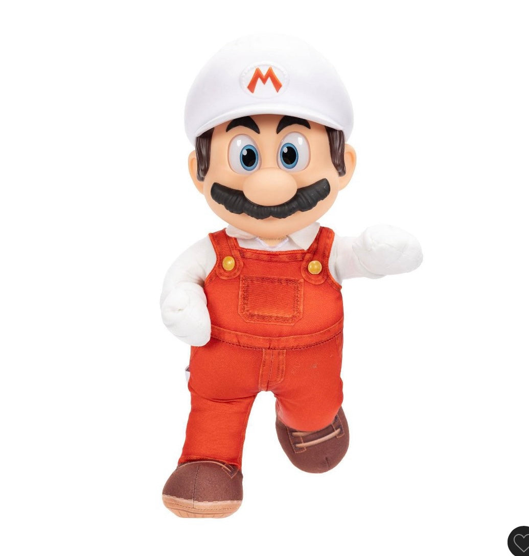14” posable plush - Fire Mario - AS IS - SOME COSMETIC FLAWS (see picture)
