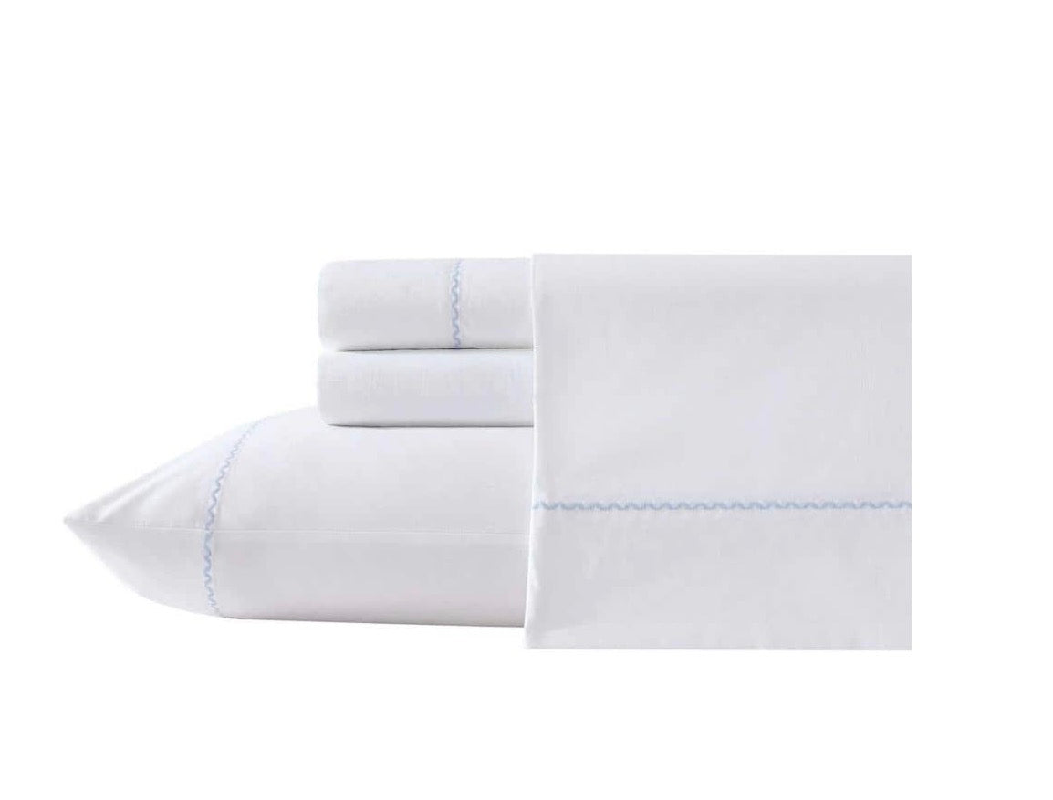 Laura Ashley Scallop Embroidered 3 Pieces Sheet Set Twin-Included(1 Pillowcase,1 Flat Sheet,1 Fitted Sheet)-White