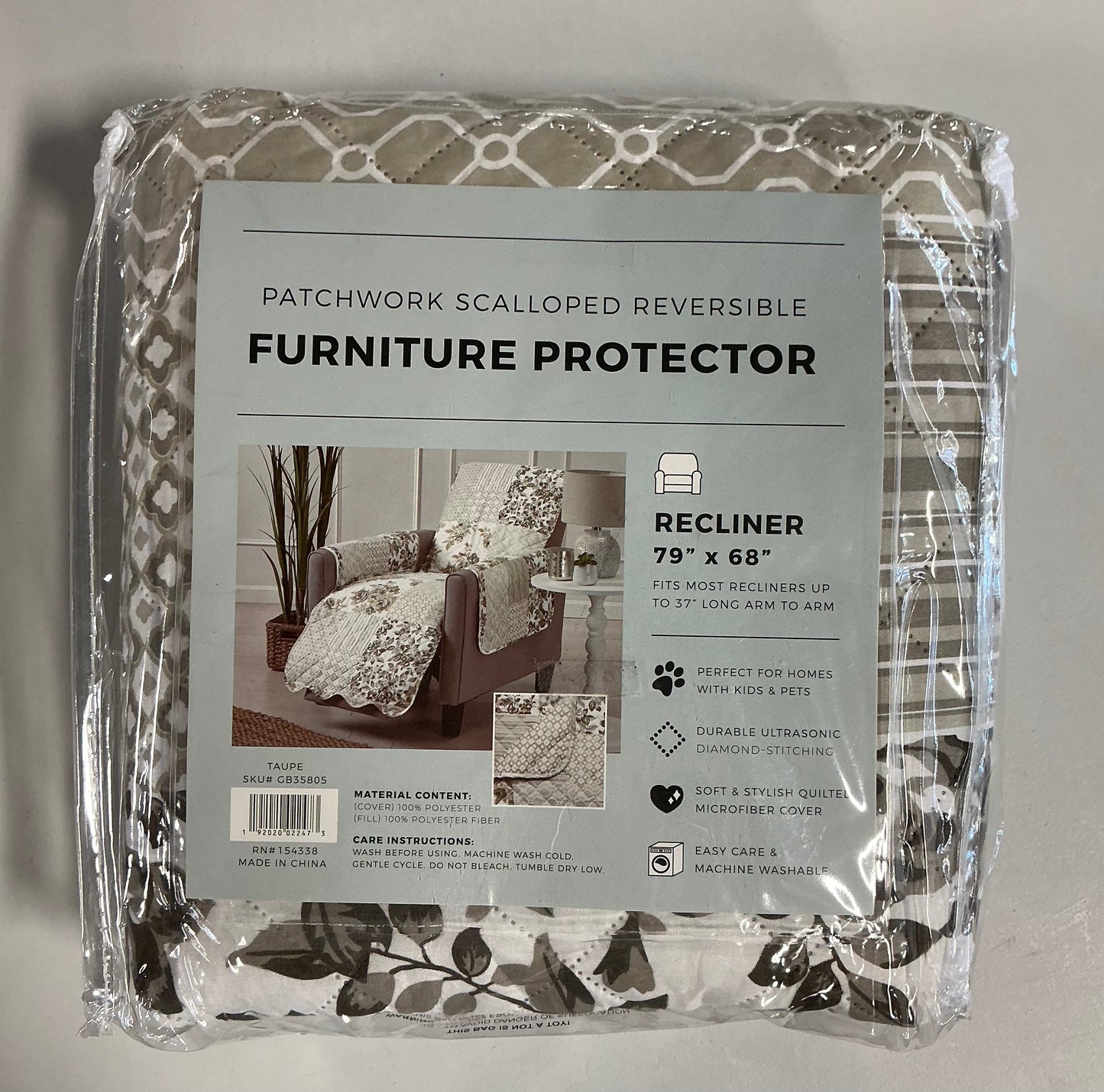 Linery Patchwork Recliner Protector 79 in x 68 in