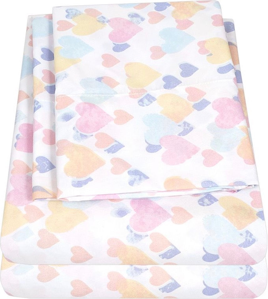 Sweet Home Collection™ Vintage Hearts Wrinkle Resistant Kids 3 Pieces Sheet Set Twin-Included(1 Pillowcase,1 Fitted Sheet,1 Flat-Sheet)