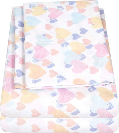Sweet Home Collection™ Vintage Hearts Wrinkle Resistant Kids 3 Pieces Sheet Set Twin-Included(1 Pillowcase,1 Fitted Sheet,1 Flat-Sheet)