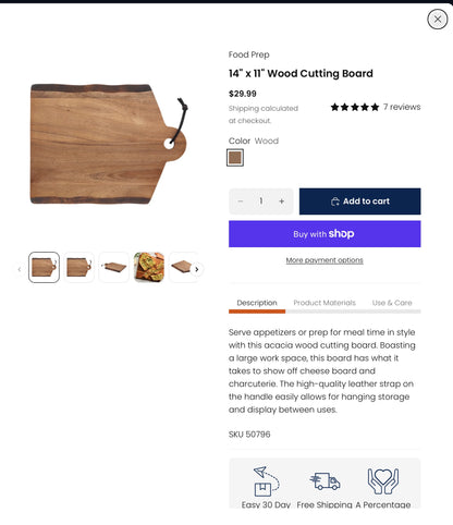 Rachel Ray 14”X11” Wood Cutting Board