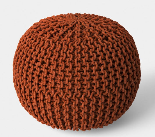 16x22” rope knit pouf orange - PICK UP ONLY