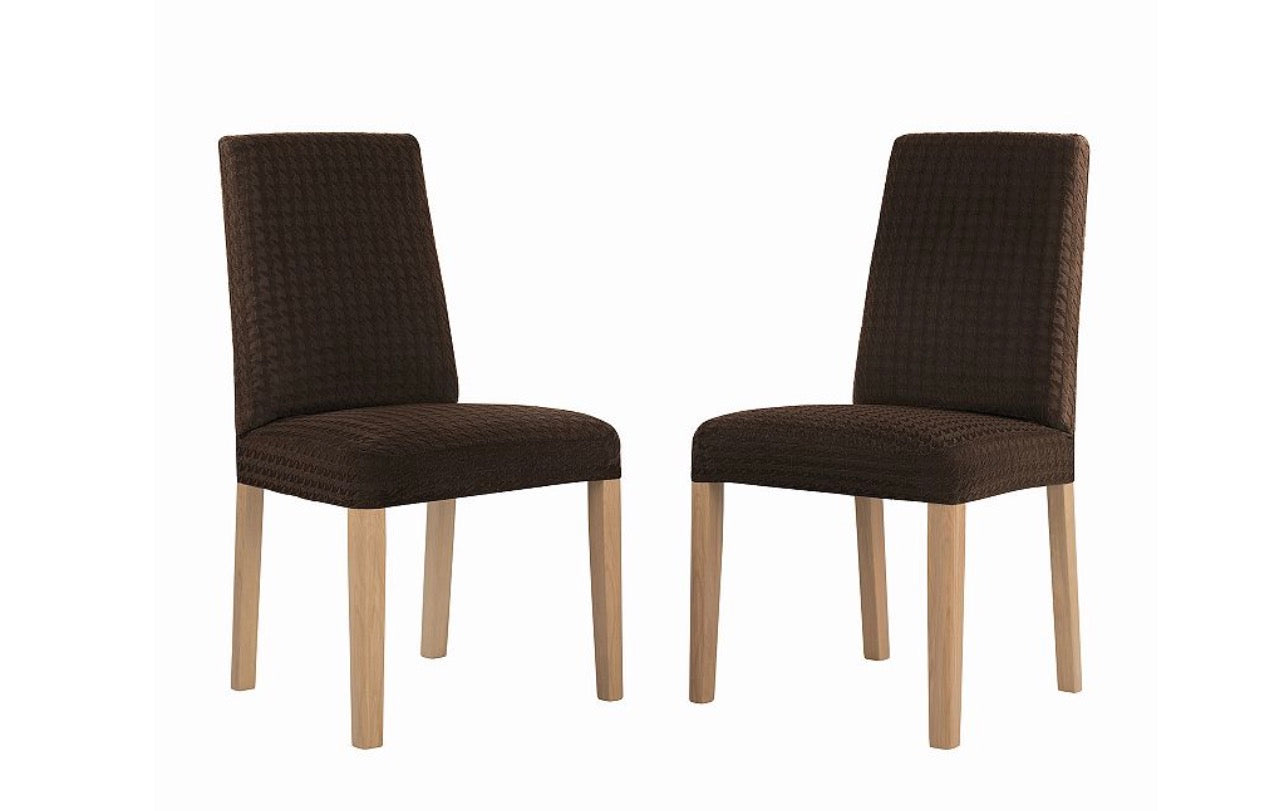 No. 918 Sparta 2-pack Houndstooth Textured Stretch Fit Elastic Dining Chair Cover Pair