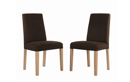 No. 918 Sparta 2-pack Houndstooth Textured Stretch Fit Elastic Dining Chair Cover Pair