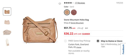 Stone Mountain hobo bag