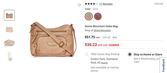 Stone Mountain hobo bag