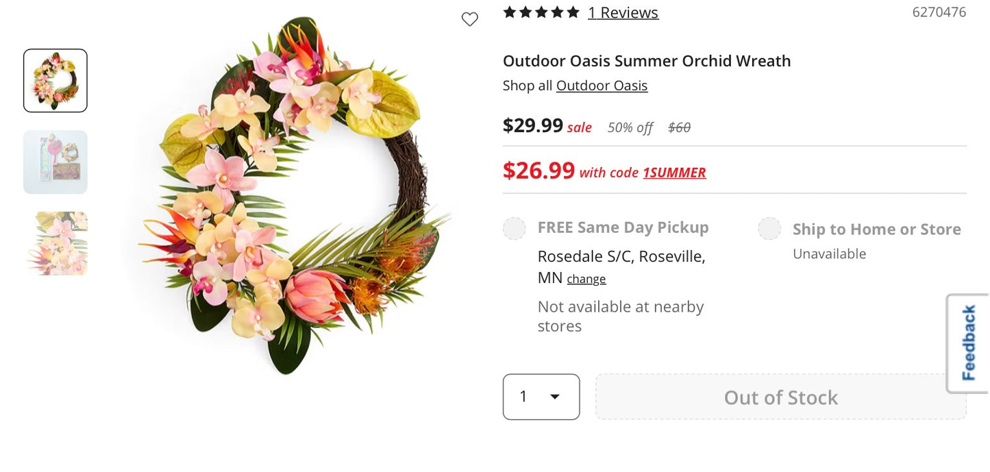 Outdoor Oasis Summer Orchid Wreath