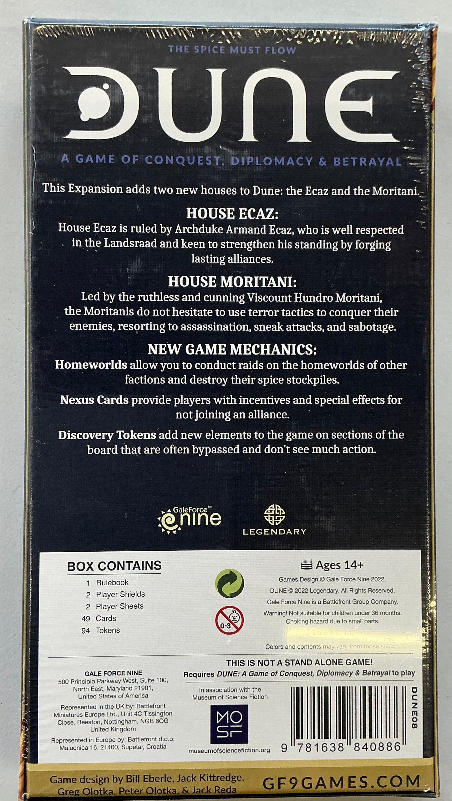 Dune: Ecaz & Moritani House Expansion board game