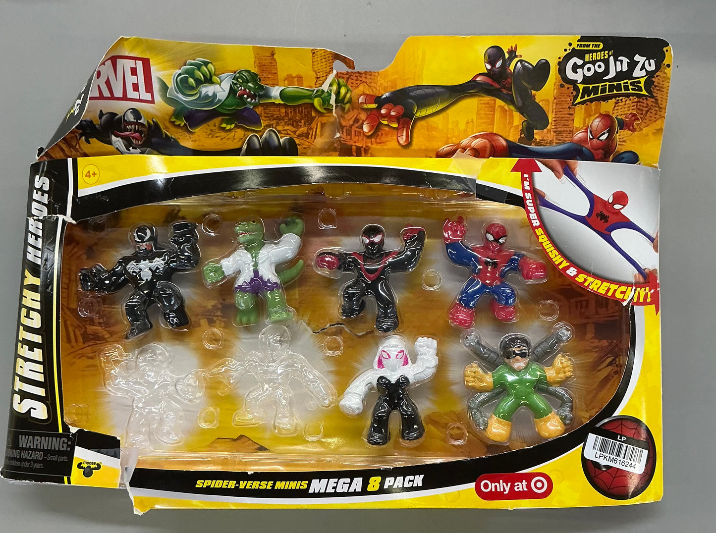 Goo Jit Zu marvel Spider-verse minis - AS IS - OPEN/DAMAGED BOX - MISSING 2