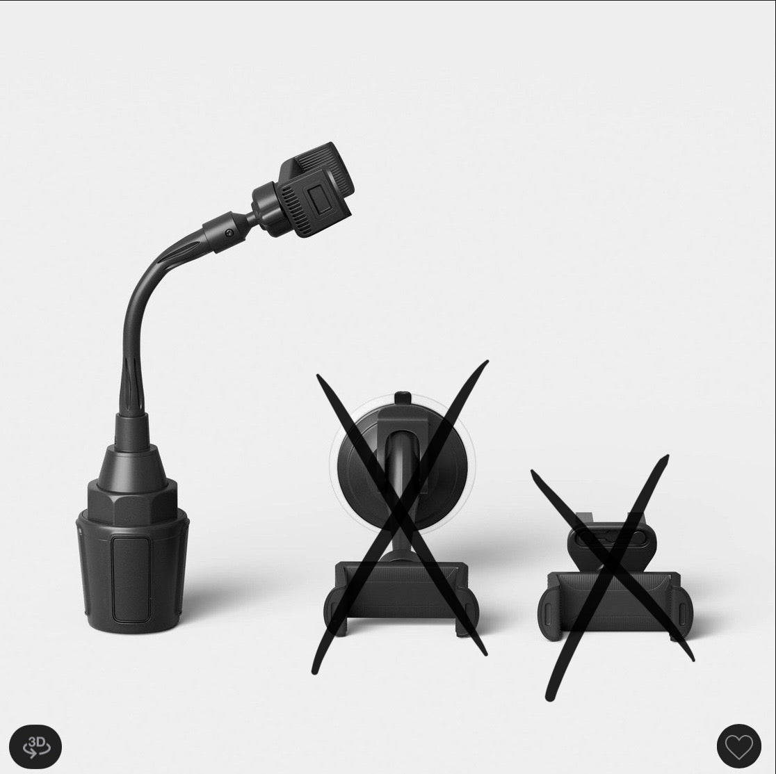 Car Mount matte finish - AS IS - OPEN BOX - 2PK OF GOOSENECK CUP HOLDERS - MISSING AIR VENT MOUNT & SUCTION-CUP MOUNT