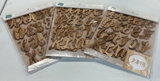 The Surface Peel & Stick Wood Letters in a whimsical cursive font-3 pack(37pcs per pack)