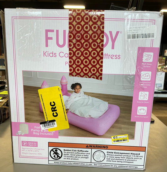 THRIFTY 70 - FUNBOY pink castle 15”H kids’ sleepover twin air mattress bed with electric pump - AS IS -USED - FINAL SALE - NO RETURNS