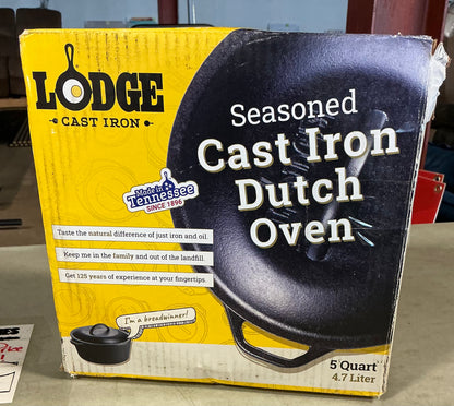 Lodge cast iron Dutch oven - OPEN/DAMAGED BOX - SOME COSMETIC FLAWS - PICK UP ONLY
