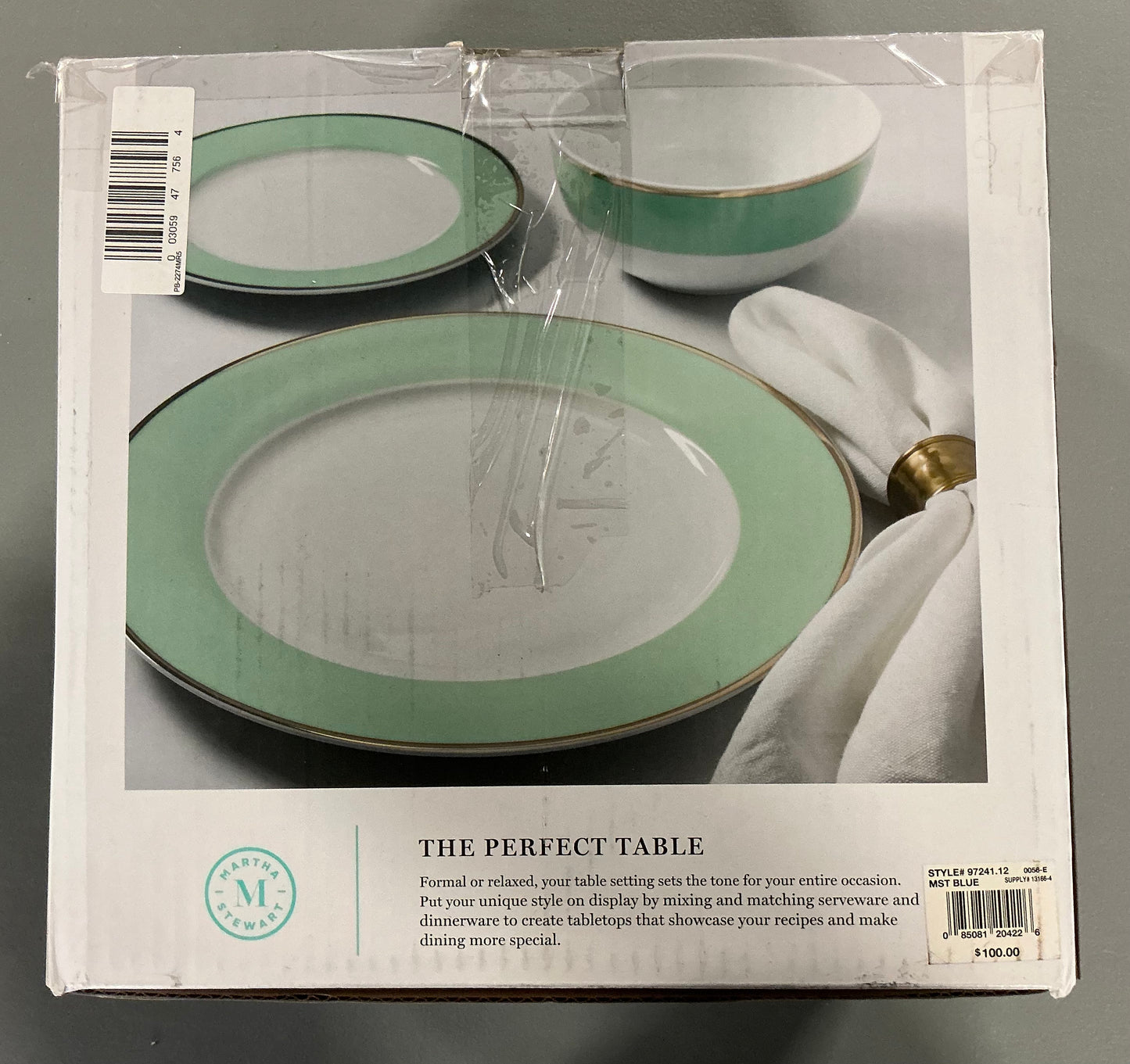 Martha Stewart 11-pc. Martha Blue Gracie Lane Ceramic Dinnerware Set - Open Box - MISSING 1 SALAD PLATE