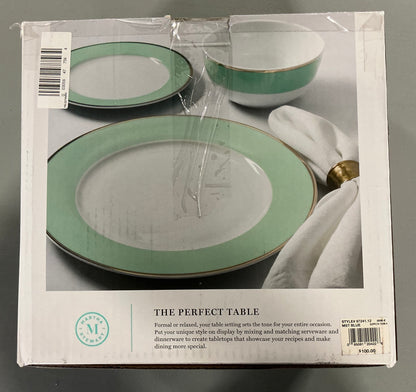 Martha Stewart 11-pc. Martha Blue Gracie Lane Ceramic Dinnerware Set - Open Box - MISSING 1 SALAD PLATE