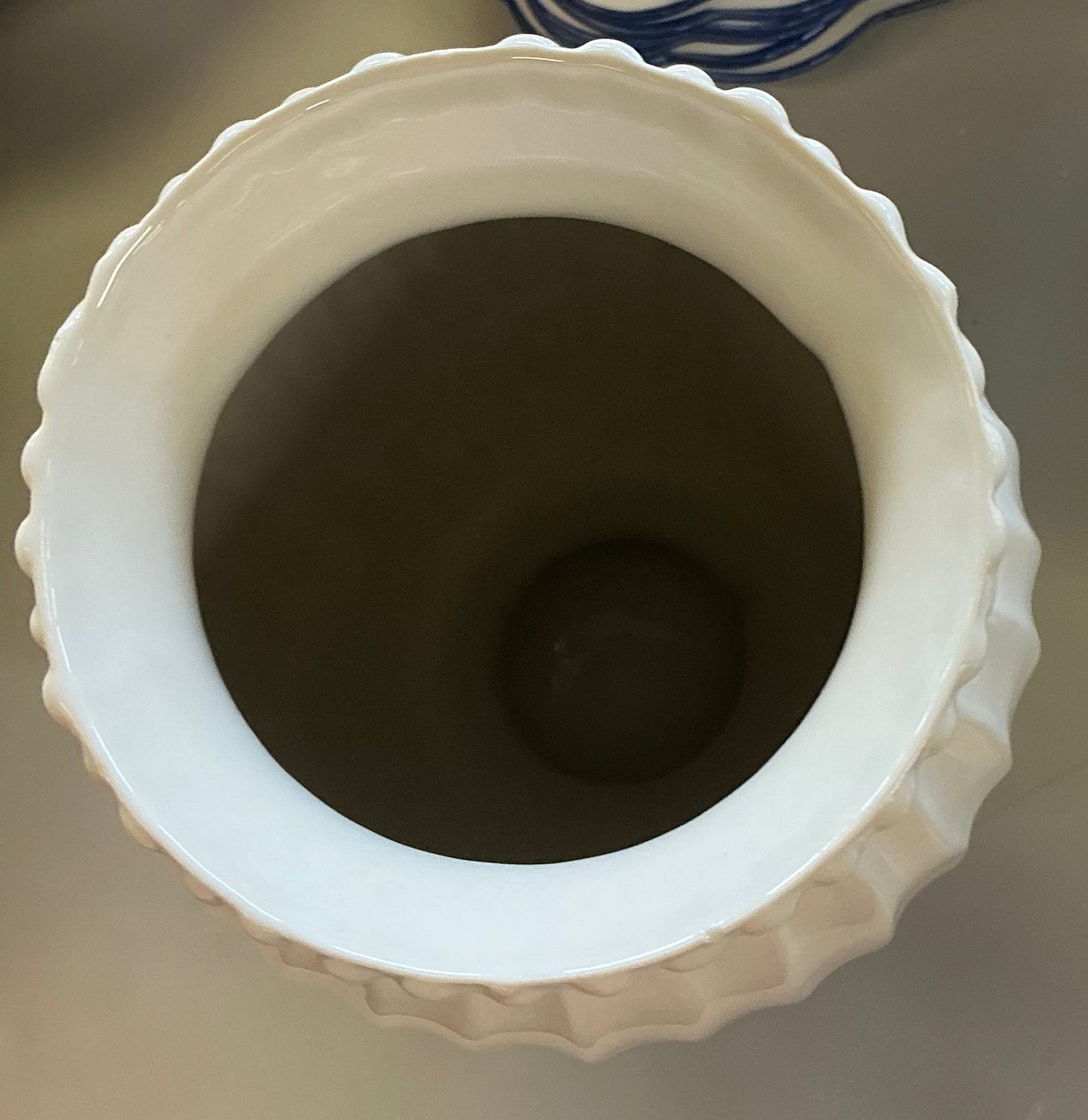 Tall beaded ceramic vase ivory - AS IS - SOME MINOR COSMETIC FLAWS