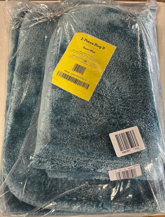 Garland Rug Traditional 2 Pieces Bath Rug Set 21”x34” bath rug and 22”x60”bath runner rug-Color(Basin Blue)
