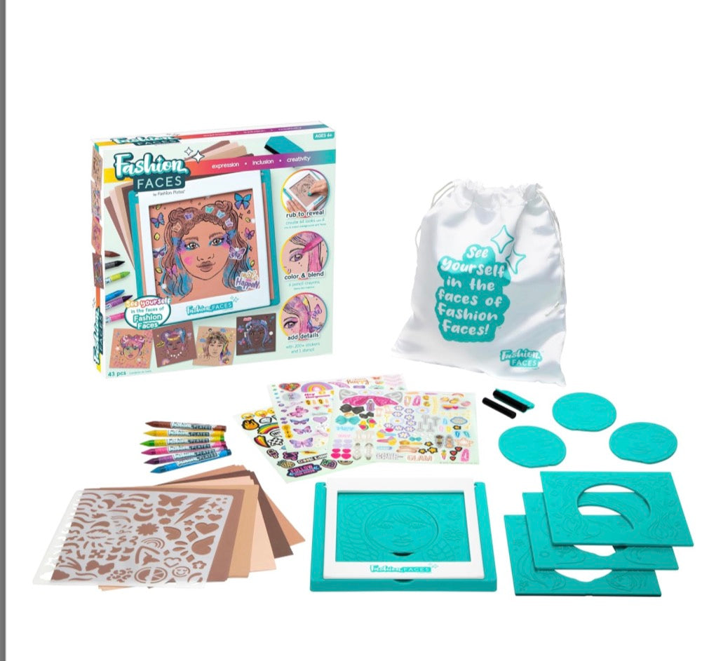 Fashion Faces arts and crafts kit designed for children ages 6 and up