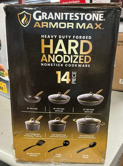Granitestone Armor Max Gold Aluminum 14-pc. Non-Stick Cookware Set