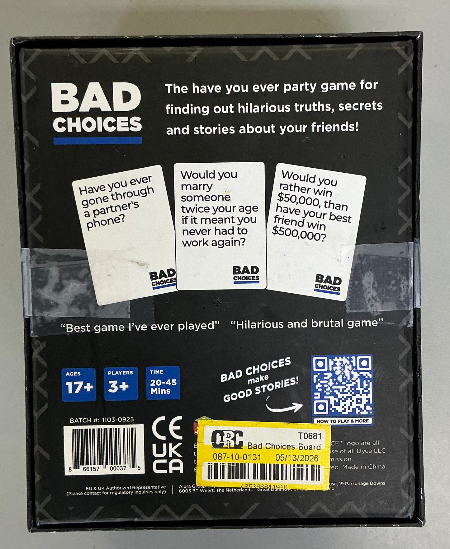 Bad Choices board game