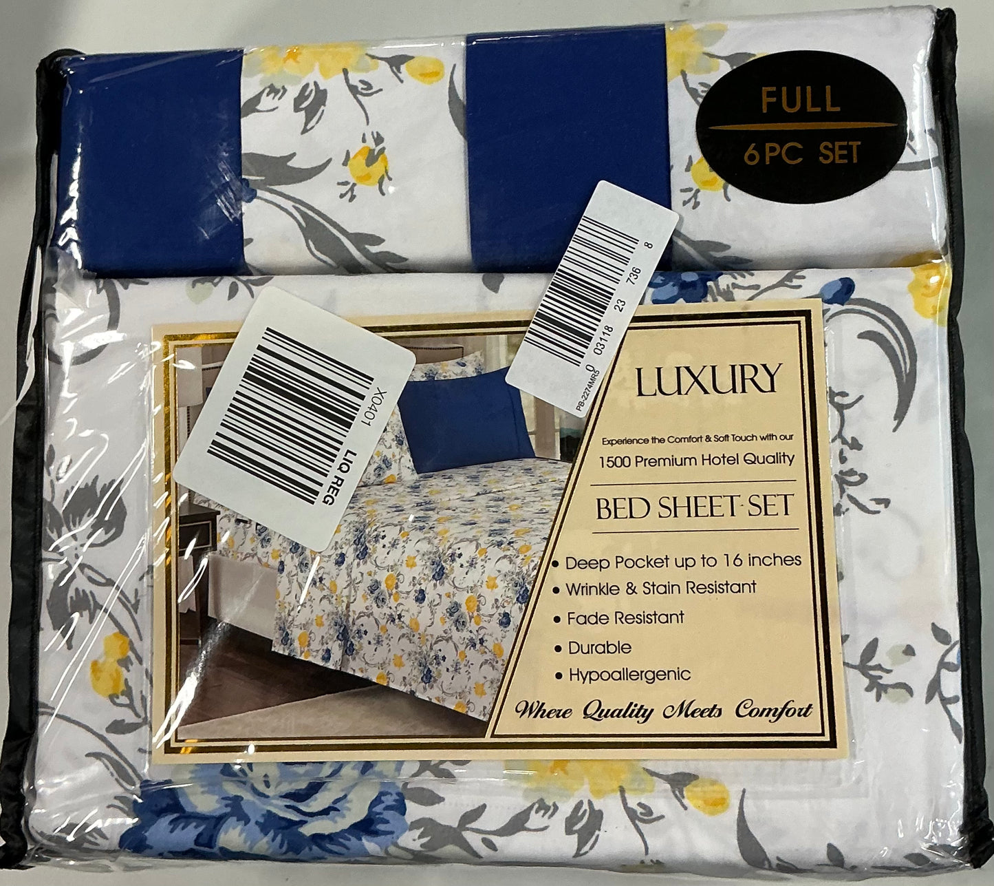 Elegant Comfort - 1500 Series Wrinkle Resistant Hotel Quality Microfiber 6 Piece Floral Bed Sheet Set with Deep Pocket, Full-included(1 Flat Sheet,1 Fitted Sheet and 4 Pillowcases-Color(Jenna Gold)