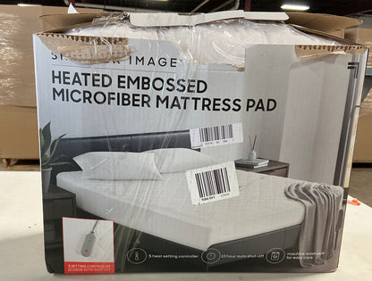 Sharper Image Embossed Microfiber Heated Mattress Pad  cal king (open box/New)