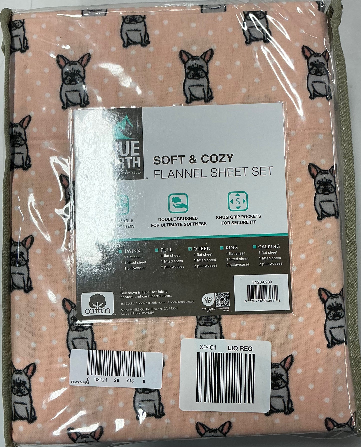 True North By Sleep Philosophy Cozy Flannel Cotton 4 Pieces Sheet Set-Included(1 Flat Sheet,1 Fitted Sheet and 2 Standard Pillowcases)-Pink