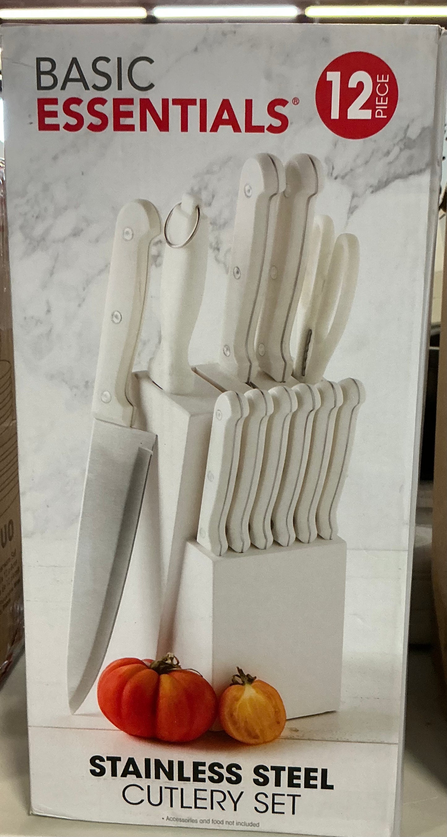 Basic Essentials Stainless Steel 12-pc. Knife Block Set - open box