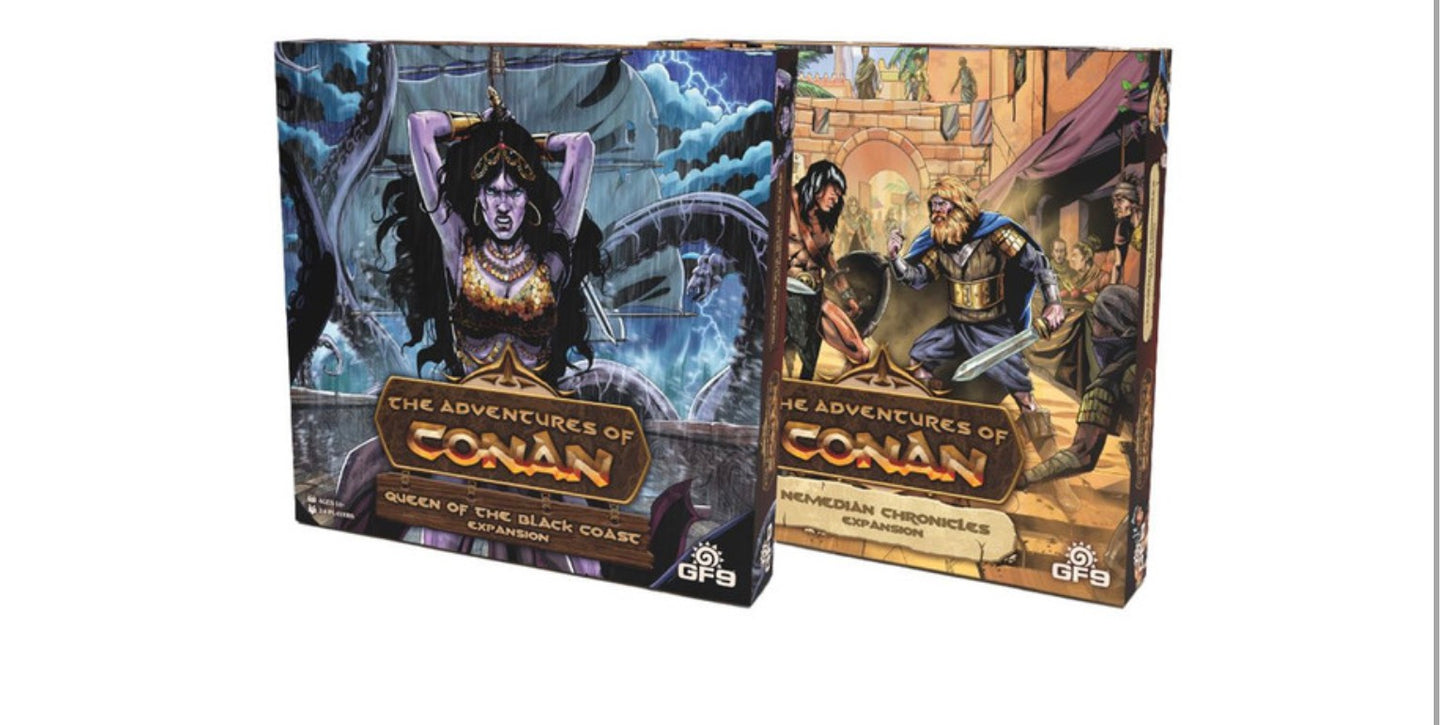 Nemedian Chronicles & Queen of the Black Coast Expansion for the board game The Adventures of Conan, published by Gale Force Nine