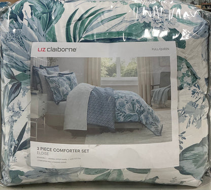 Liz Claiborne Eloise 3 Pieces Reversible Comforter Set Full/Queen-Included(1 Comforter and 2 Standard Shams)-True Navy