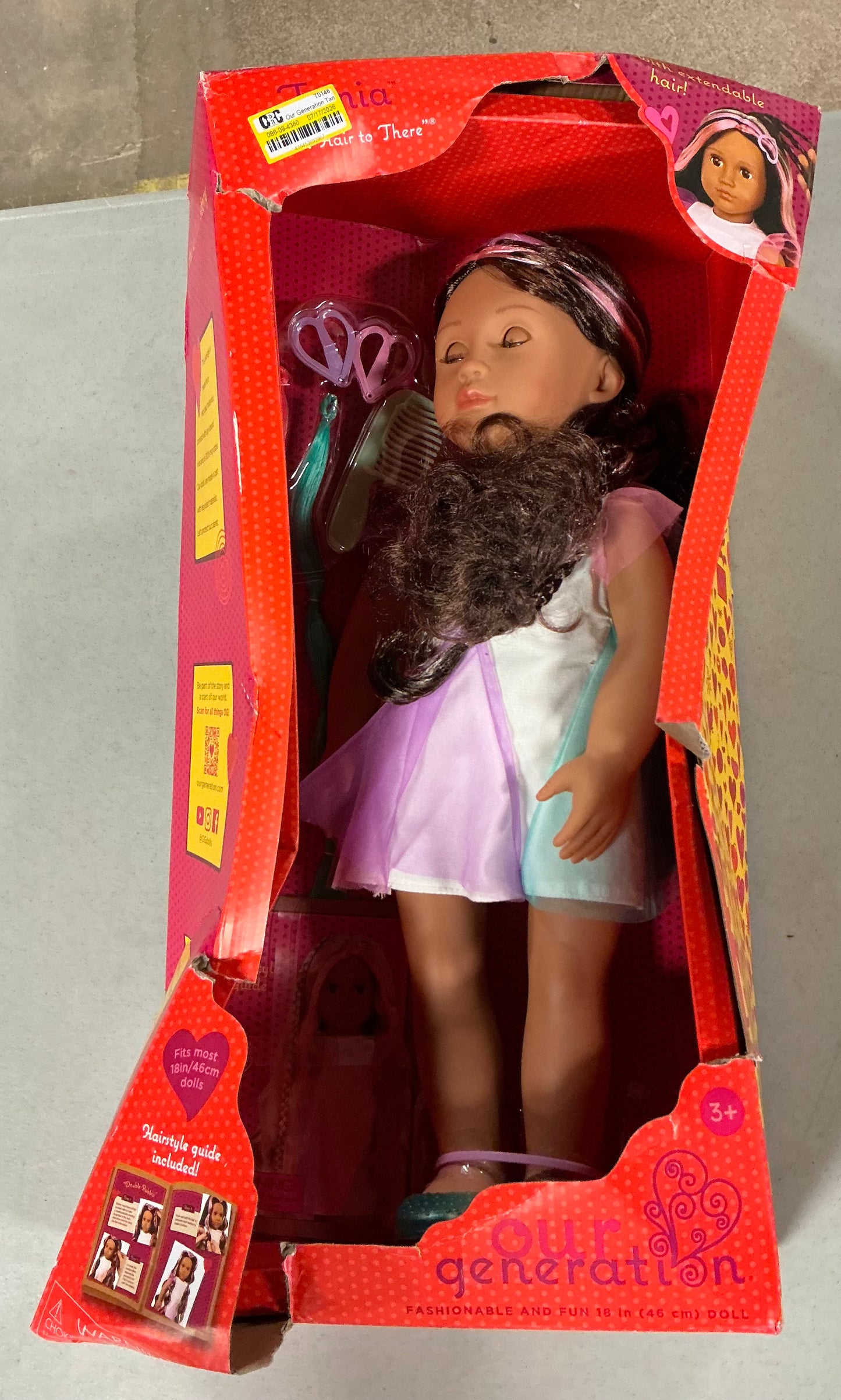 Our generation Tania from hair to there 18” doll - DAMAGED PACKAGE - PICK UP ONLY