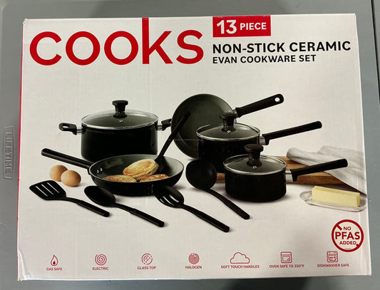 Cooks Ceramic 13-pc. Cookware Set - Damaged Box