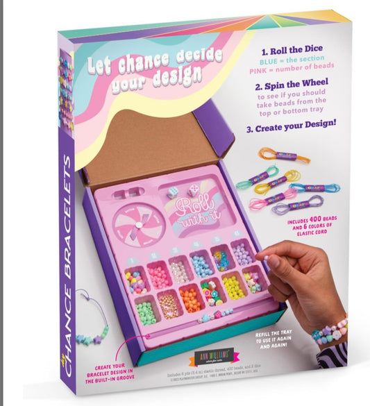 DIY Chance Bracelets jewelry making craft kit featuring a spinner and dice for kids ages 8 and up