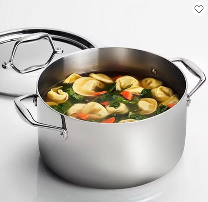 Tramontina Gourmet 6-qt. Tri-Ply Clad 18/10 Stainless Steel Induction-Ready Sauce Pot with Lid