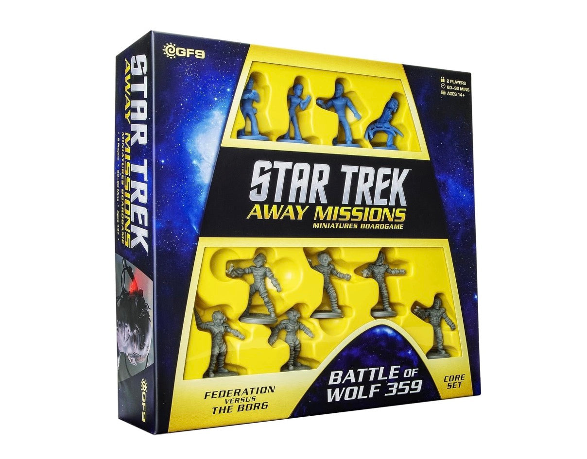 Gale Force Nine Star Trek Away Missions Core Set, featuring miniatures from the Federation and Borg factions