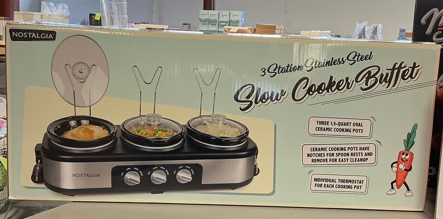 Nostalgia Triple 1 1/2 Qt Slow Cooker