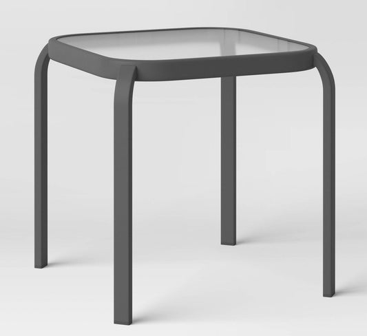 Glass patio side table - black - SOME MINOR COSMETIC FLAWS - PICK UP ONLY