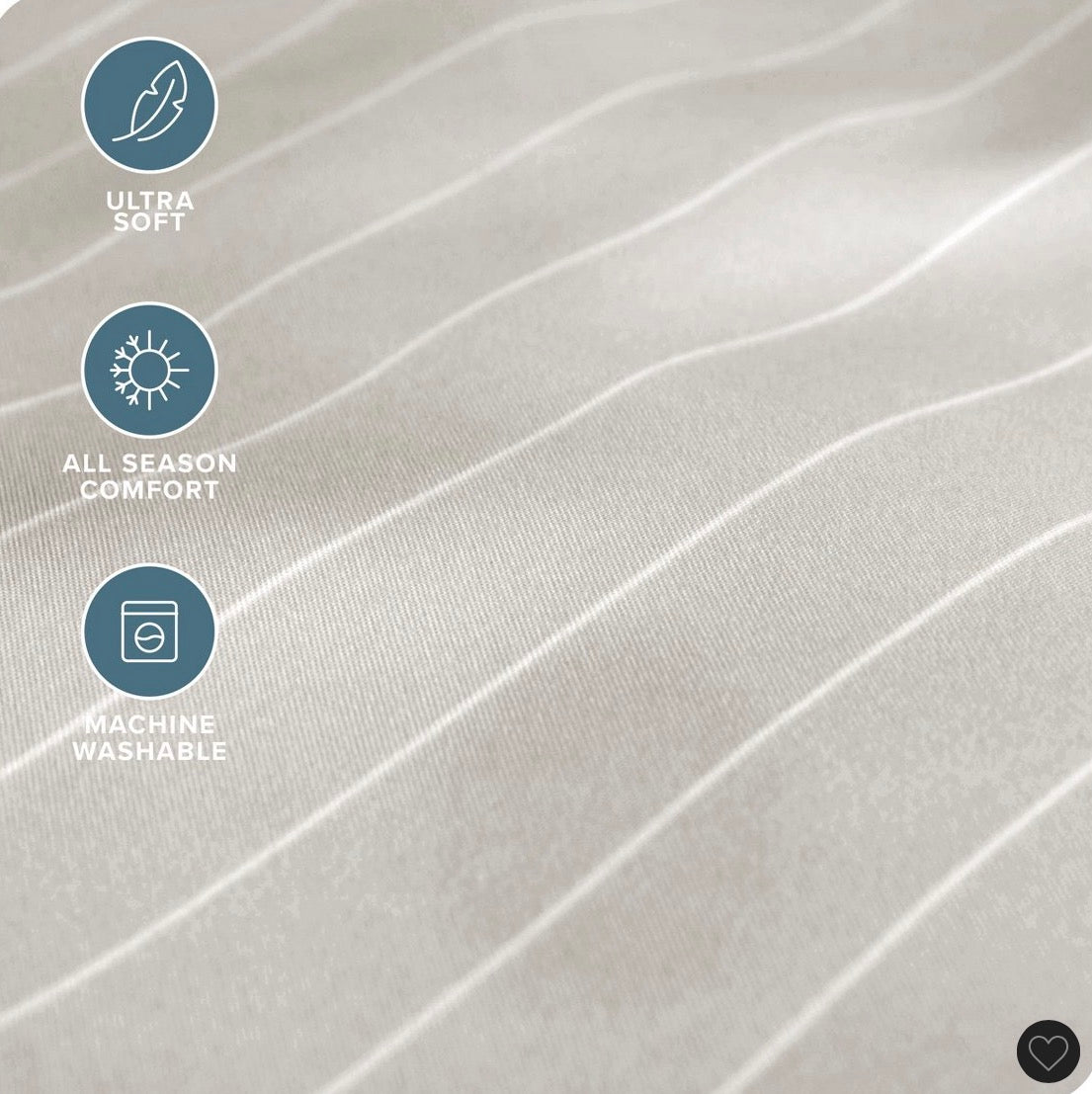 Bare Home ultra soft sheet set 3 piece Twin XL-Pinstripe stone/white
