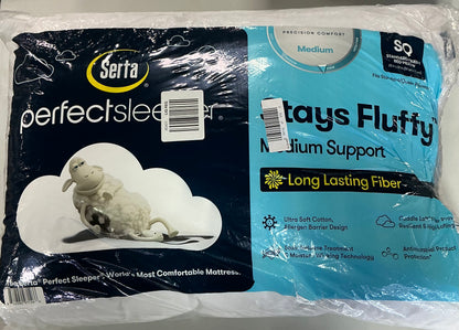 Serta PerfectSleeper Stays Fluffy Medium Support Pillow standard/Queen-White