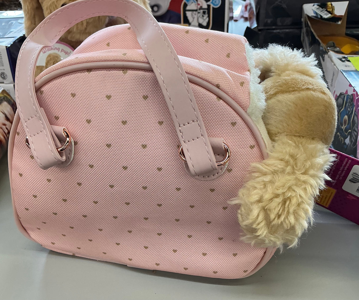 Our Generation hop in dog carrier pet plush puppy for 18” dolls