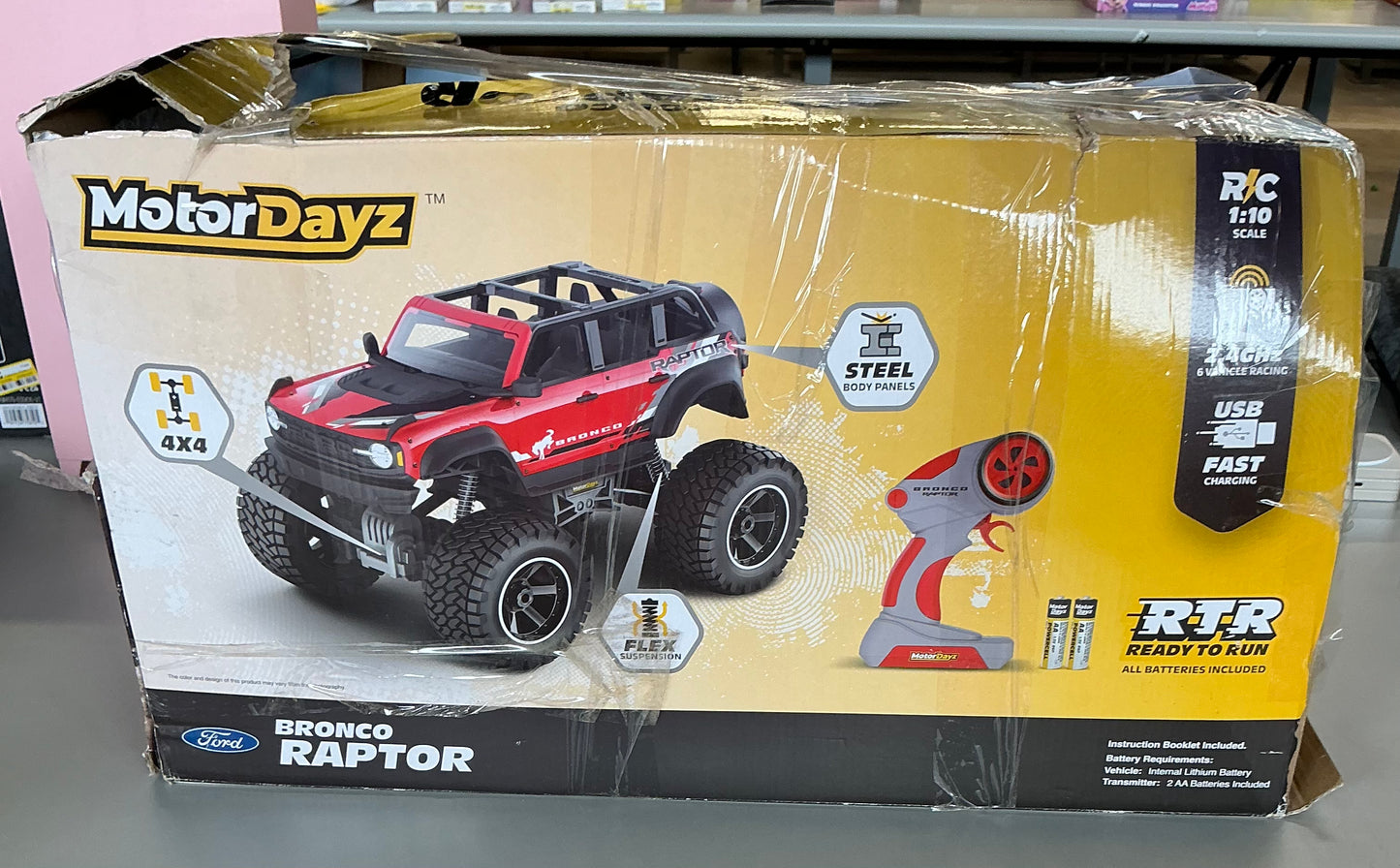 Motor dayz RC 4x4 Ford Bronco Raptor - 1:10 scale - AS IS - USED - OPEN/DAMAGED BOX
