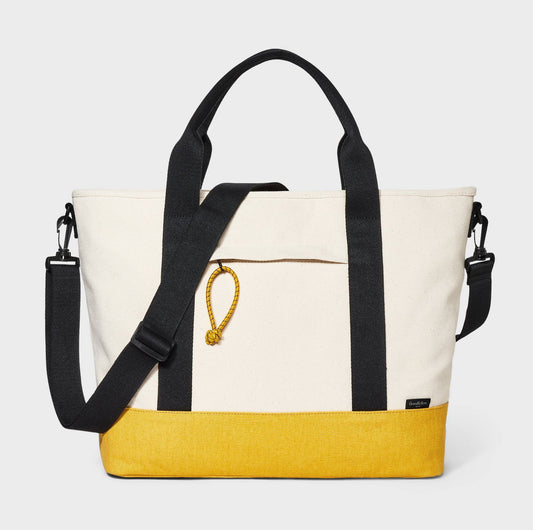 (Clearance )Double Handle Tote Bag-White top and Yellow bottom