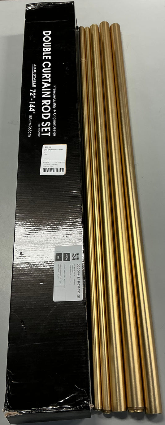 Iron adjustable double curtain rod set gold-72-144 inches